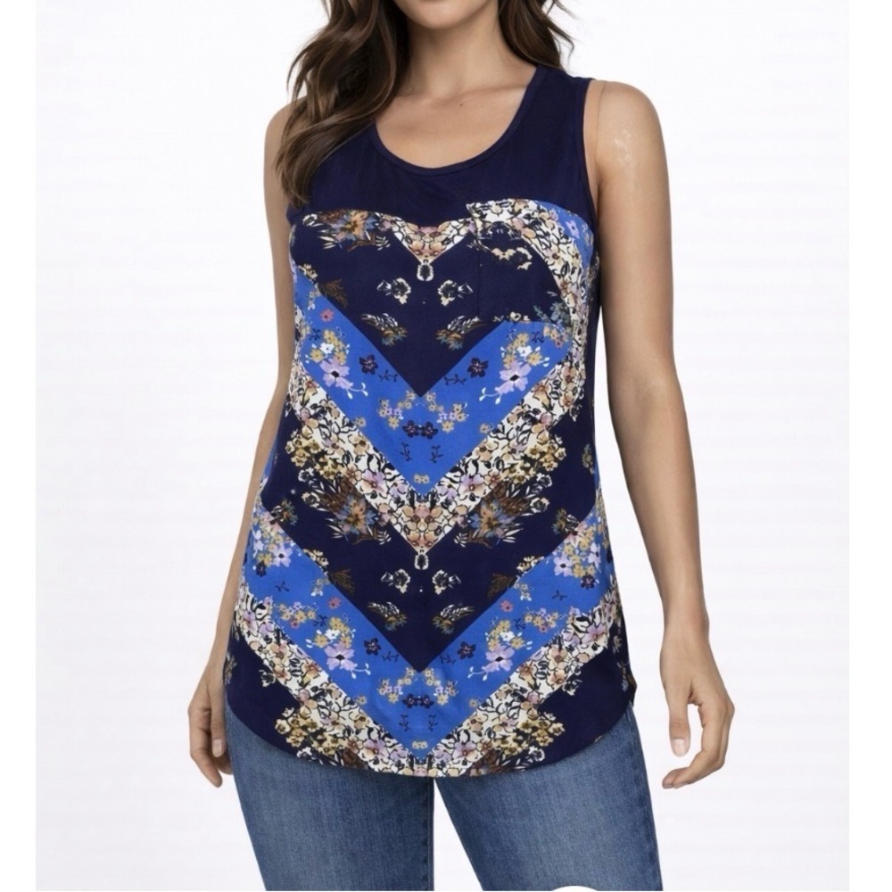 Juniors' Rewind Knit to Woven Tank TopSMALL, Navy-NEW